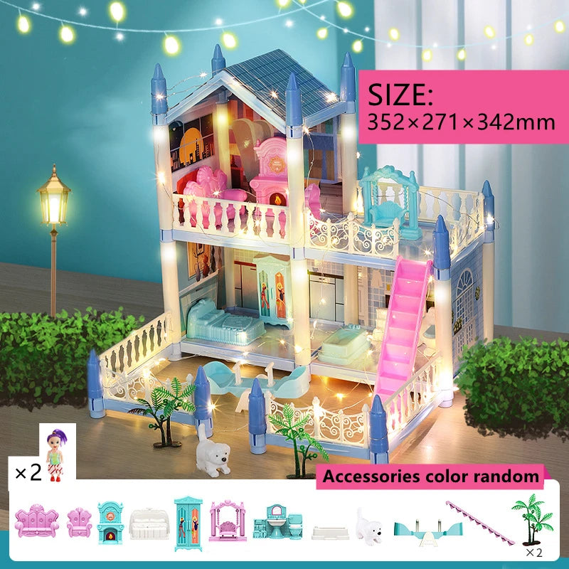 3D DIY Poppenhuis Set – Miniaturen met Meubels & LED Verlichting