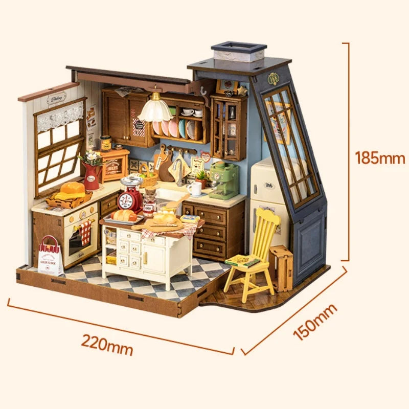 Robotime DIY Miniatuur Poppenhuis – Rolife Bakkeuken Bouwpakket