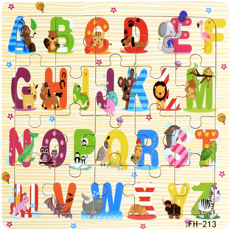 3D Houten Dierenpuzzel – 20 Stuks Cartoon Speelgoed (3-6 jaar)