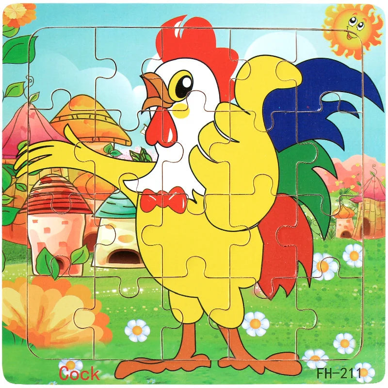 3D Houten Dierenpuzzel – 20 Stuks Cartoon Speelgoed (3-6 jaar)