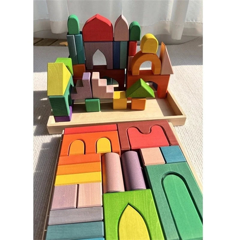 Grote Houten Regenboogblokken – Limoengroen | Montessori Blokken (4+)