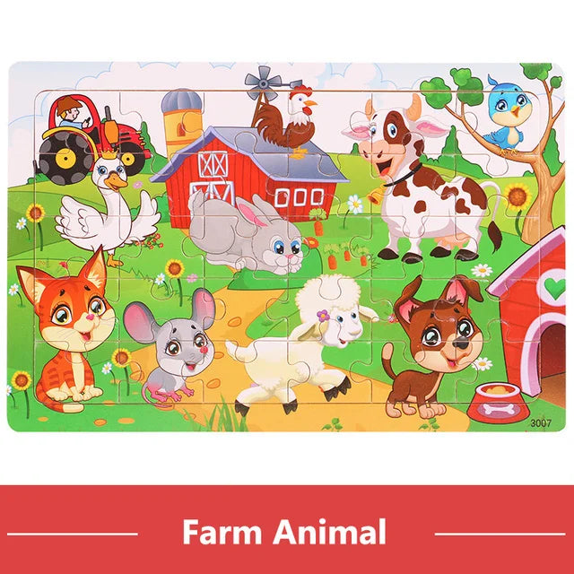 Montessori 3D Houten Puzzel – 30 Stuks Dierenbouwspel (3-6 jaar)
