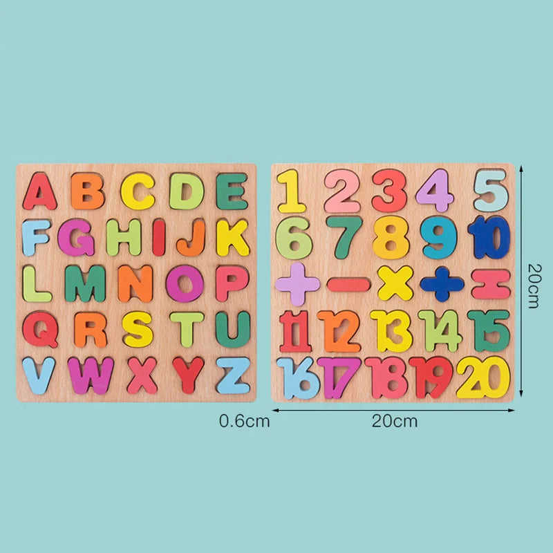 Houten Montessori Puzzel – Letters & Cijfers voor Kind (3-6 jaar)