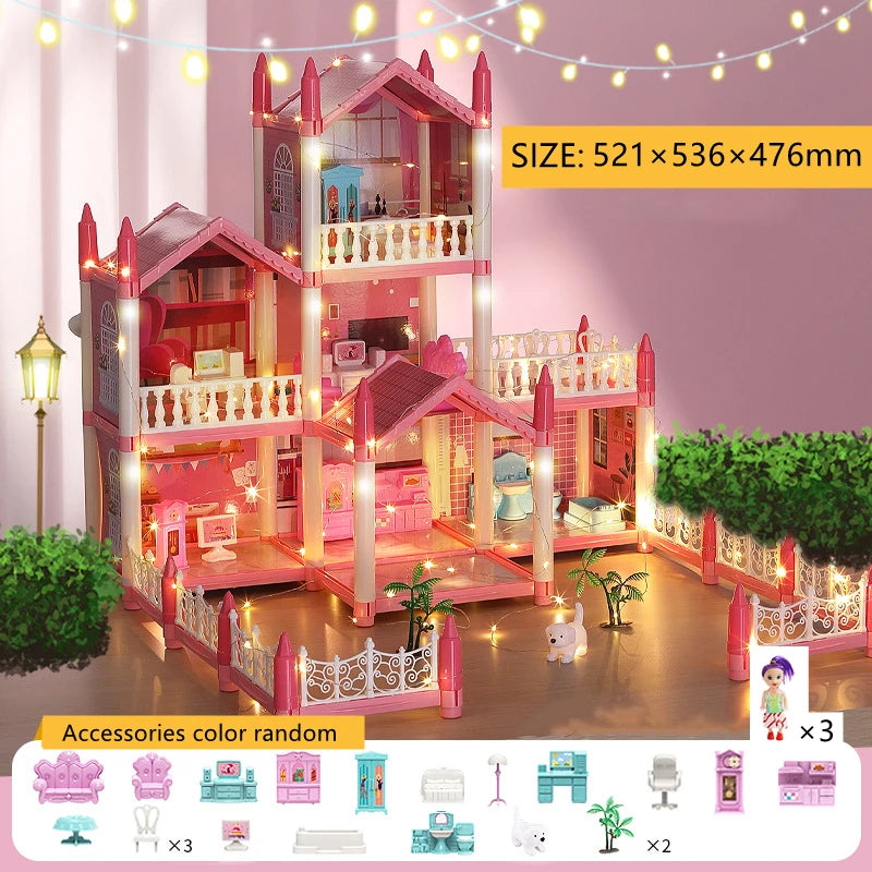 3D DIY Poppenhuis Set – Miniaturen met Meubels & LED Verlichting