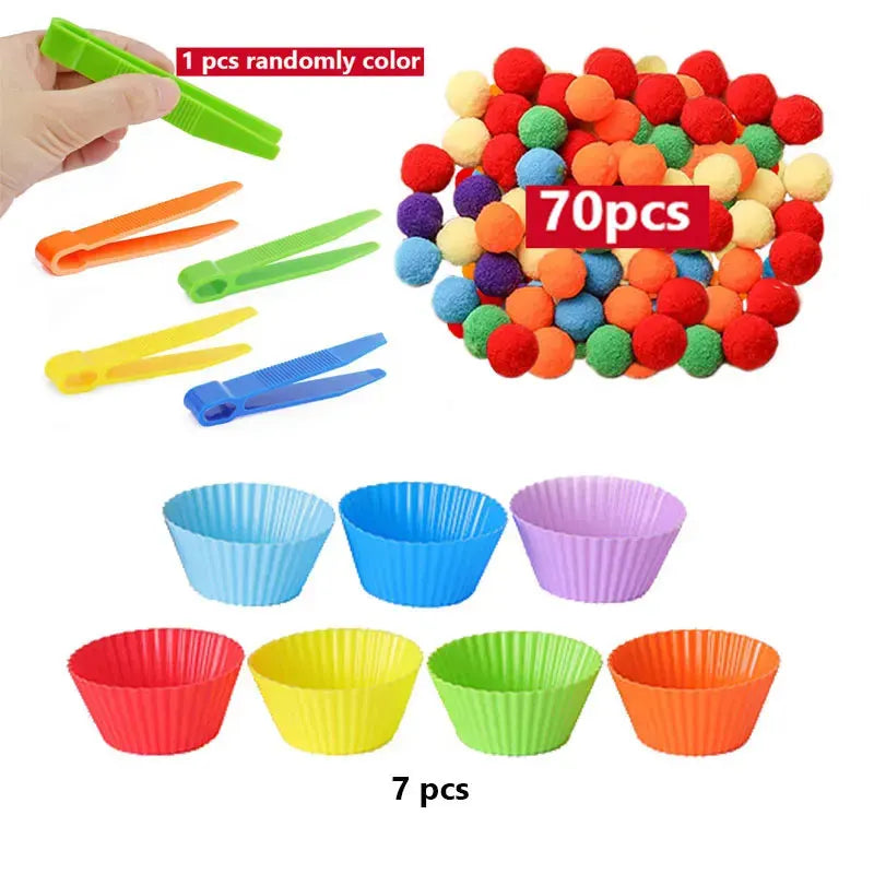 Regenboog Pompoms Telspel – Educatief Kleuren- en Telspeelgoed 3+