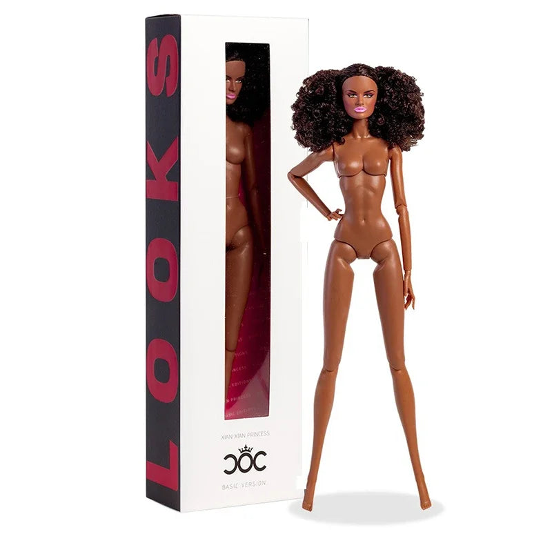 Afrikaanse Pop 32 cm – Supermodel Modepop met Krullend Haar