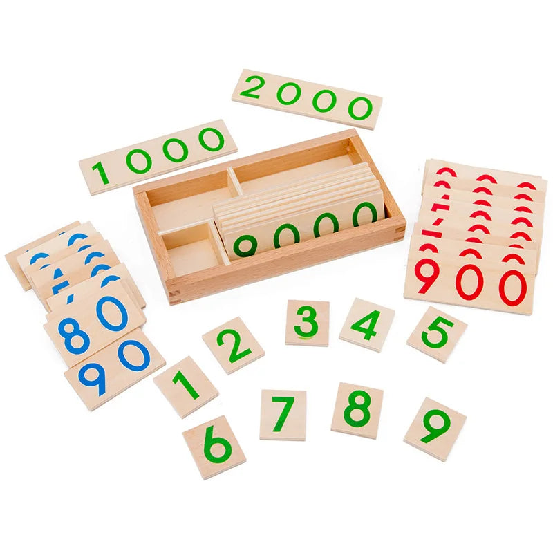 Montessori Houten Nummers Leerkaart 1-9000 – Educatief Telspel (3-12 jr)