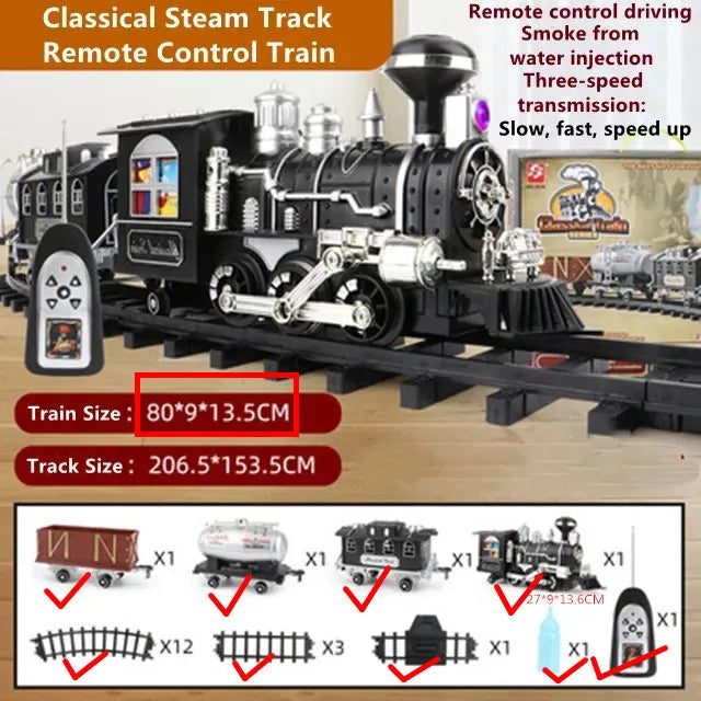 RC Bestuurbare Trein met Rook – 206cm Elektrische Treinset Kinderen