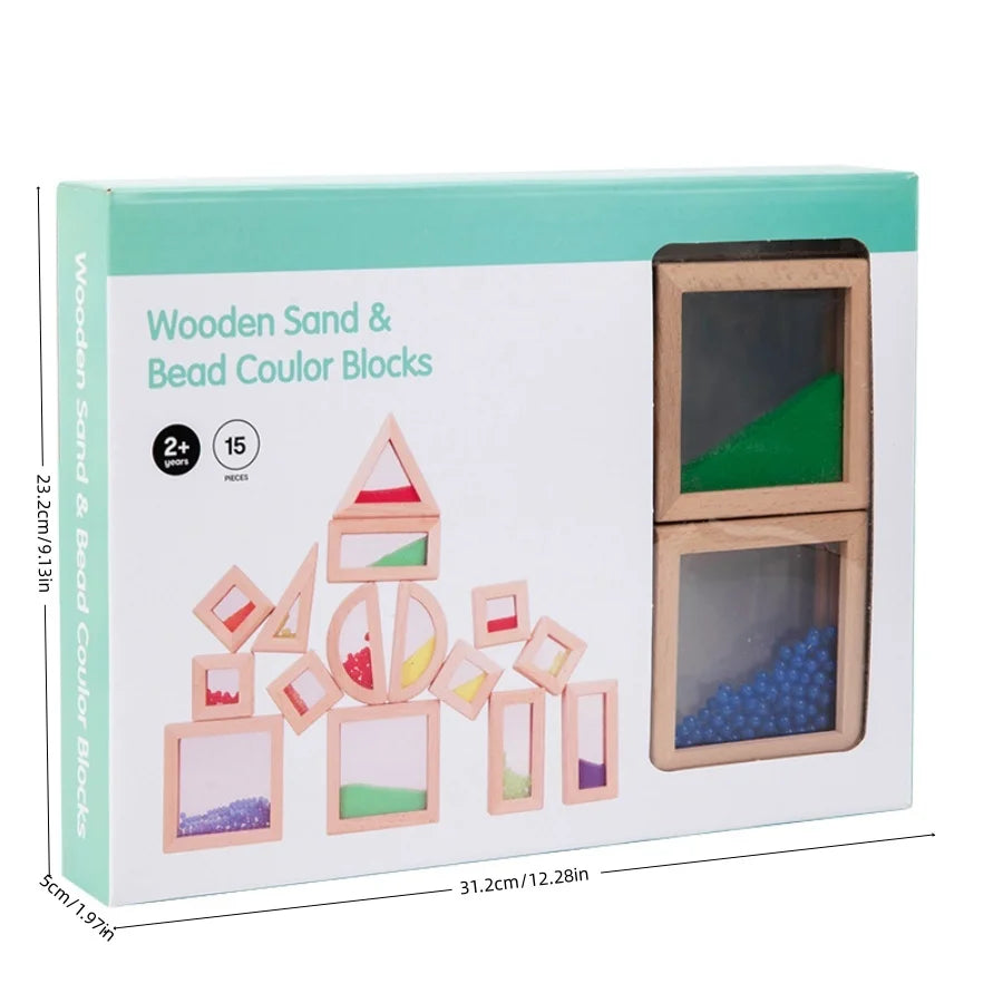 Regenboog Acryl Houten Bouwstenen – Montessori Speelgoed (0-3 jaar)