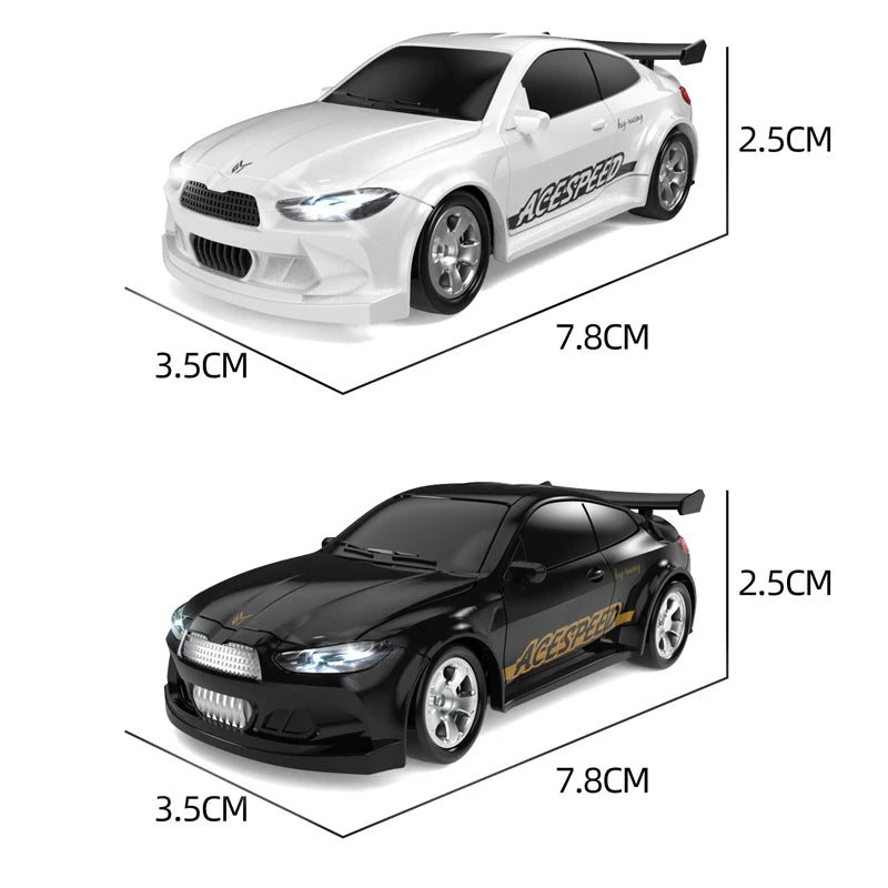 Mini RC Raceauto 8 cm – Drift Auto met Afstandsbediening (1:64)