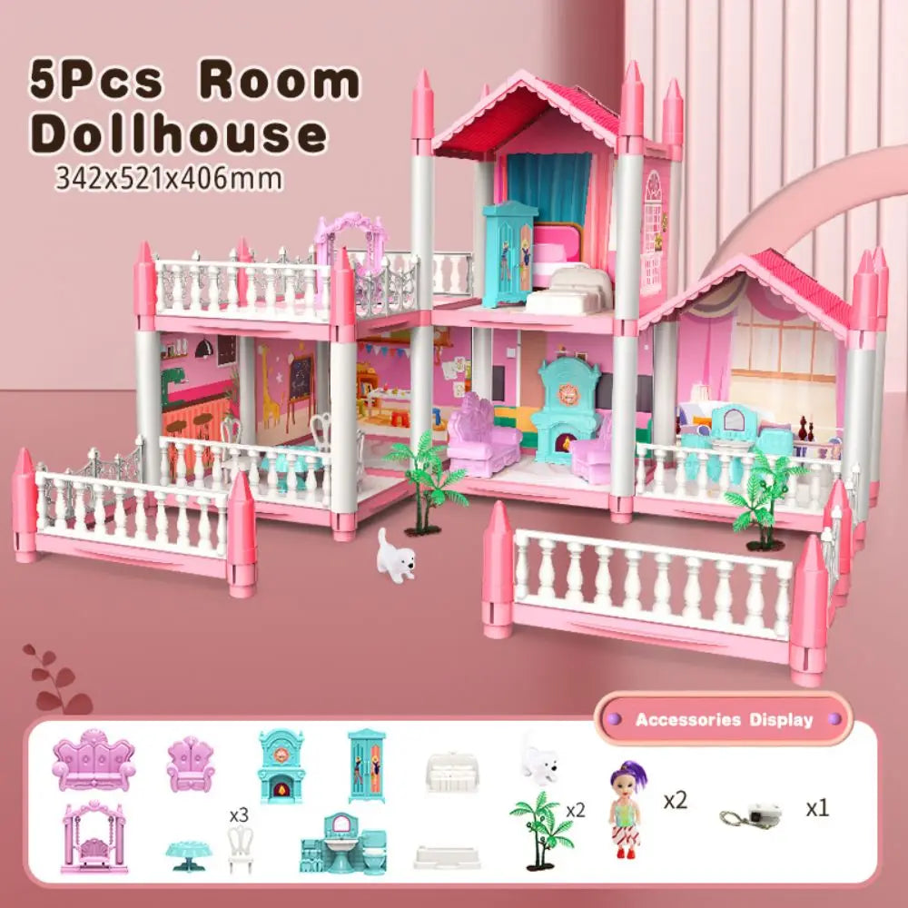 DIY 3D Poppenhuis Set – Cartoon Miniatuurhuis voor Kinderen 3+