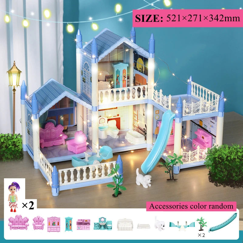 3D DIY Poppenhuis Set – Miniaturen met Meubels & LED Verlichting