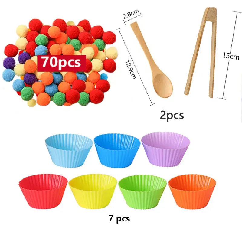 Regenboog Pompoms Telspel – Educatief Kleuren- en Telspeelgoed 3+