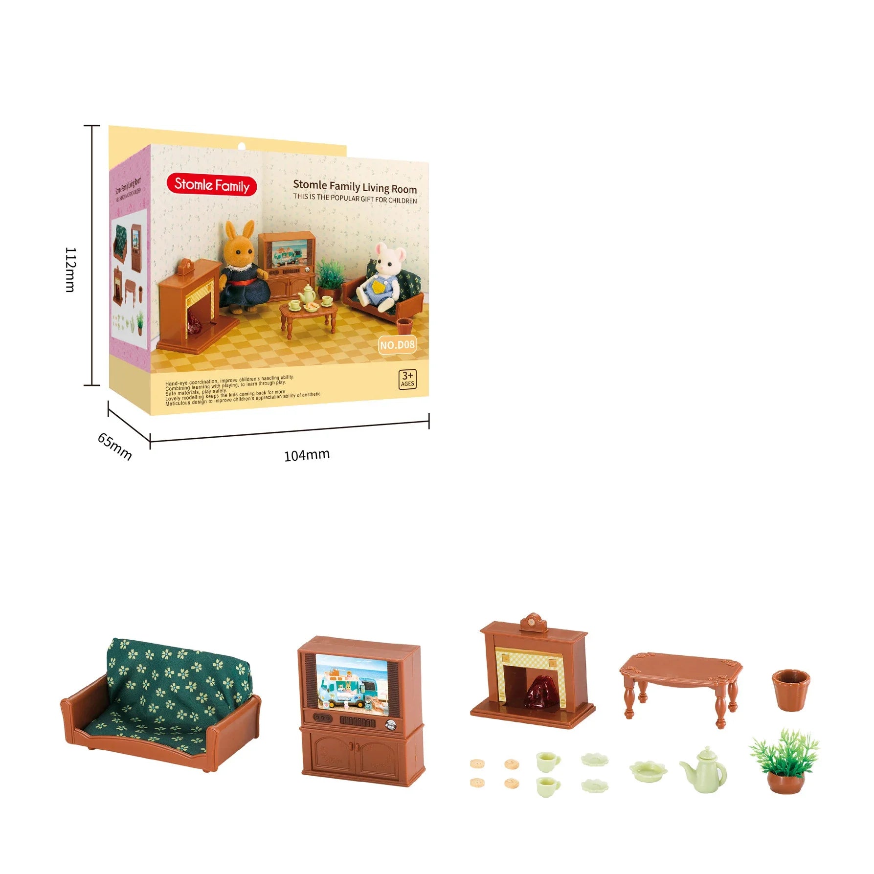 Miniatuur Dierenpoppenhuis – Bosfamilie Huis met Meubels & Dieren