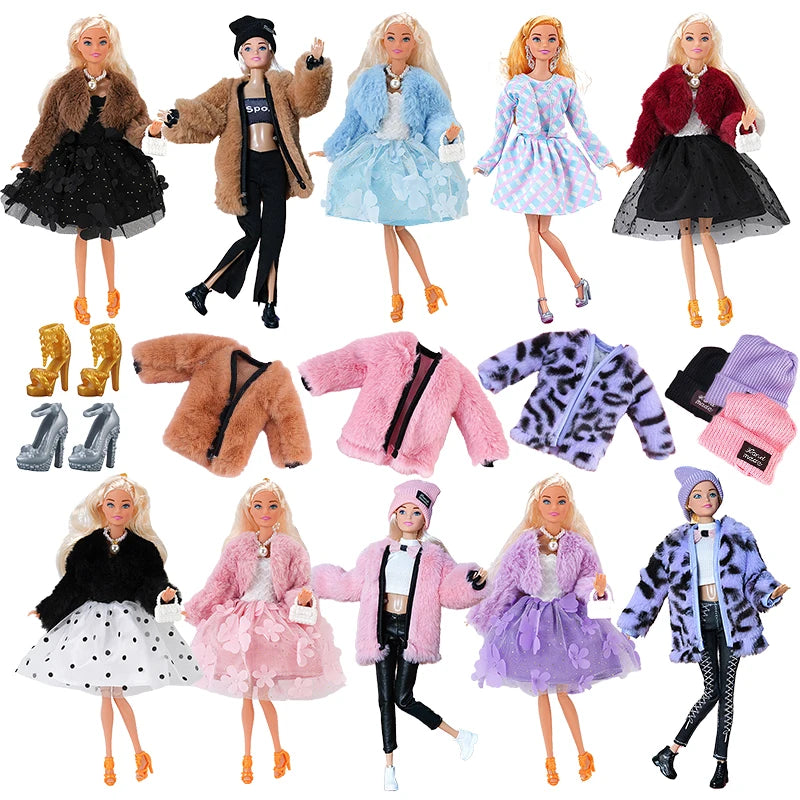 Poppenkleertjes 30 cm – Jurk & Jas Mode Outfit voor Poppen (3+)