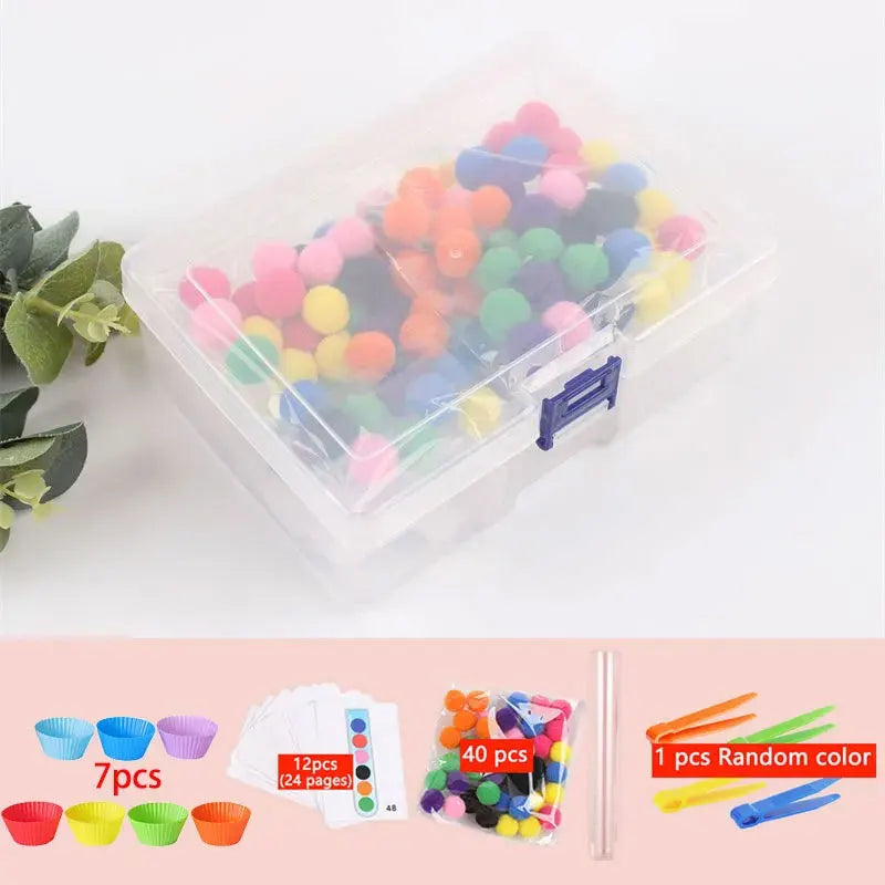 Regenboog Pompoms Telspel – Educatief Kleuren- en Telspeelgoed 3+