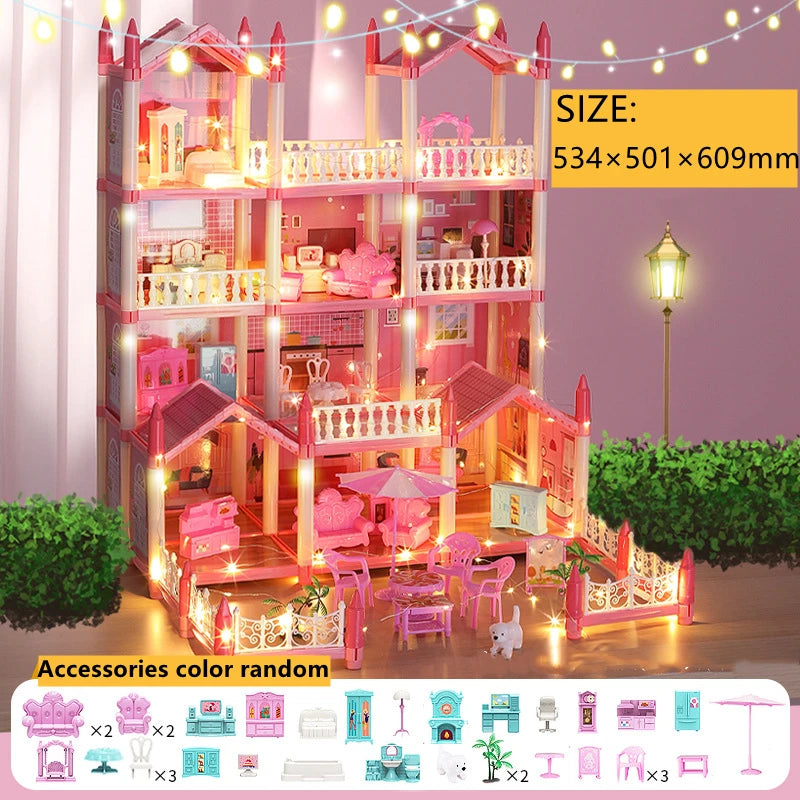 3D DIY Poppenhuis Set – Miniaturen met Meubels & LED Verlichting