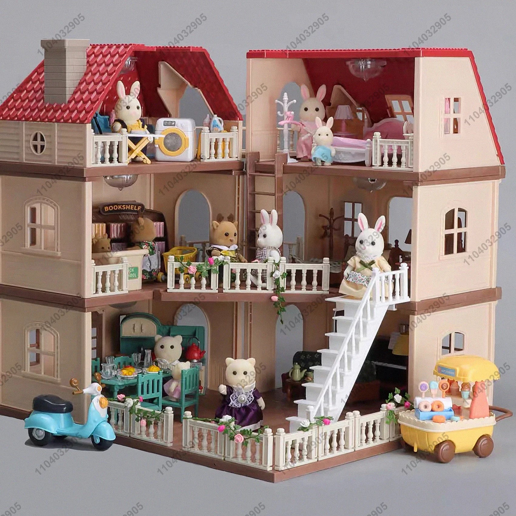 Miniatuur Dierenpoppenhuis – Bosfamilie Huis met Meubels & Dieren
