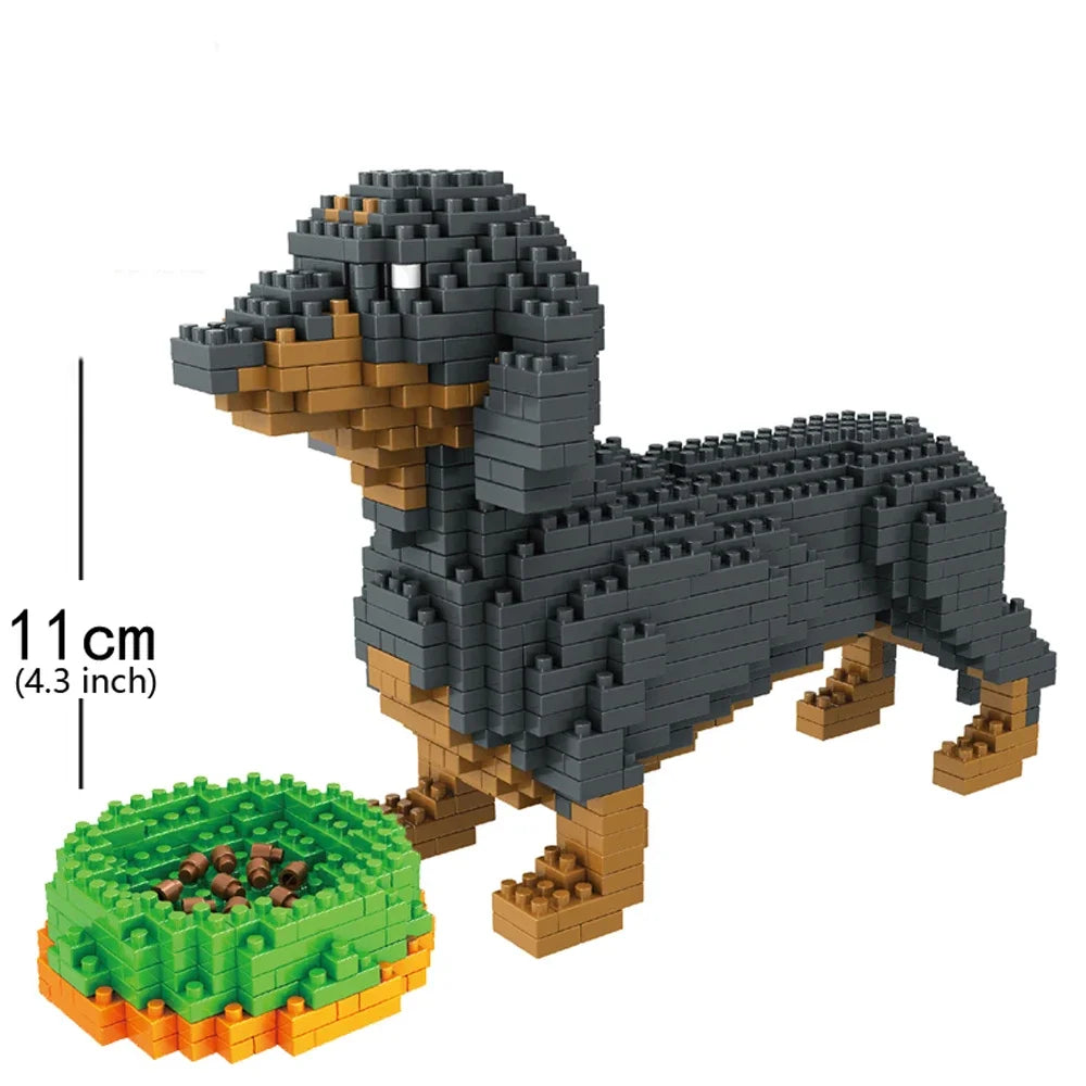 Mini Teckel Bouwset โ Micro Hond Bouwstenen (14+ Jaar)