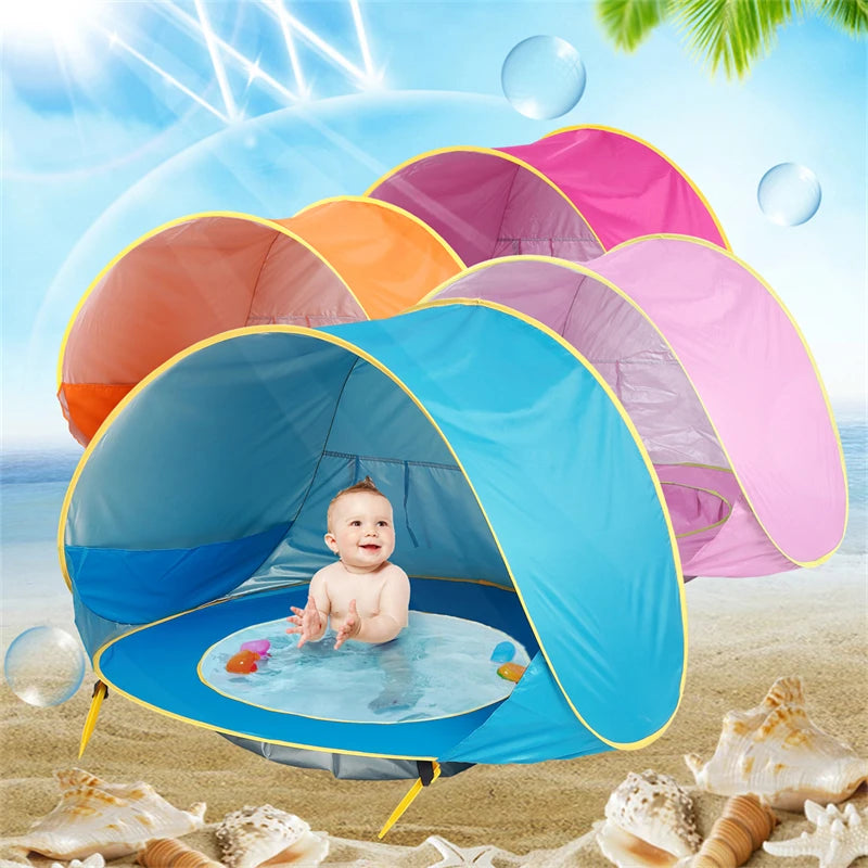 Baby Beach Tent met Schaduw & Zwembad – Opvouwbaar UV-beschermend 3+