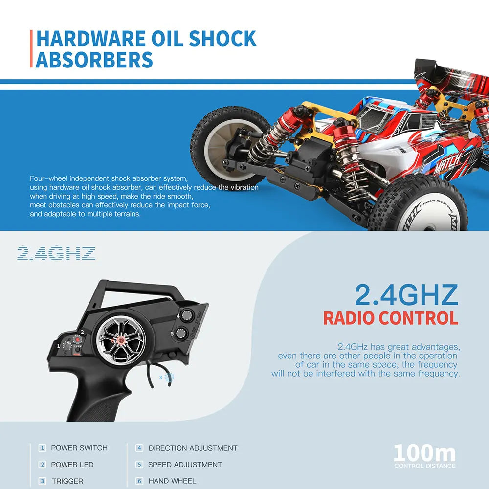 WLtoys 104001 RC Auto 1:10 โ 4WD RTR Raceauto tot 45 km/u