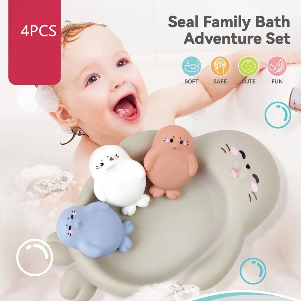 4x Drijvend Badspeelgoed – Zachte Dierenfiguren voor Baby & Peuter