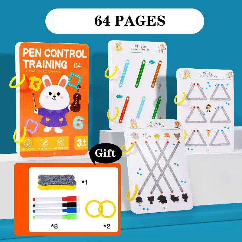 Montessori Pencontrole Tekenboek – 136 Pagina’s Educatief Schrijfplezier