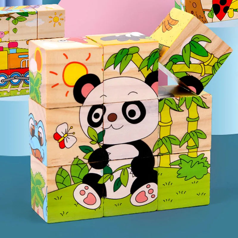 Montessori Houten Blokkenpuzzel – Educatief Babyspeelgoed 4-6 Jaar