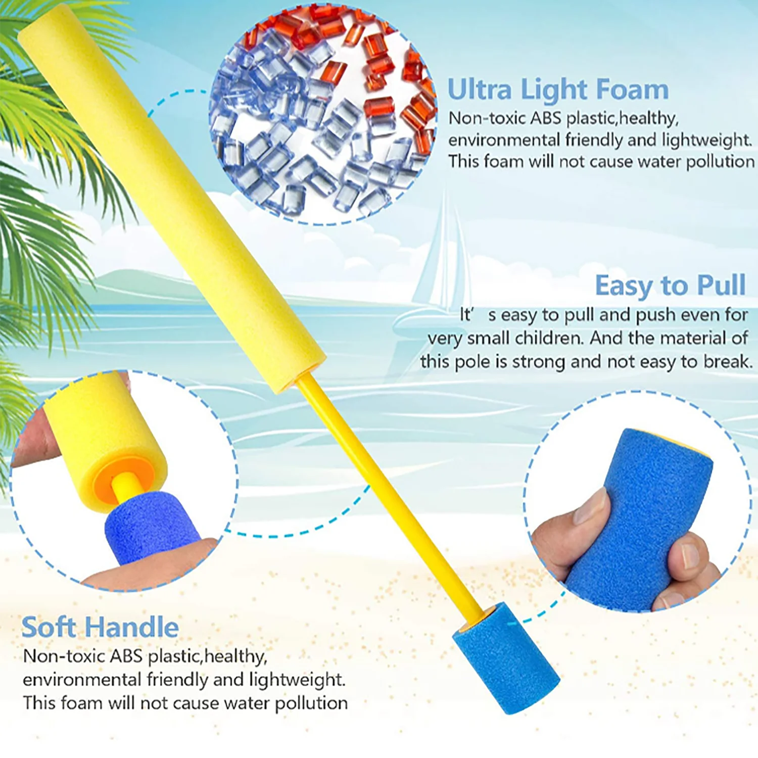 Schuim Waterpistool Kind โ Strand Speelgoed, Licht & Sterk