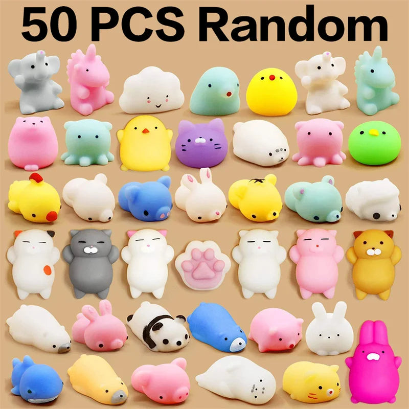 Mochi Squishies – Set van 5 t/m 50 Zachte Knijpfiguren voor Kinderen