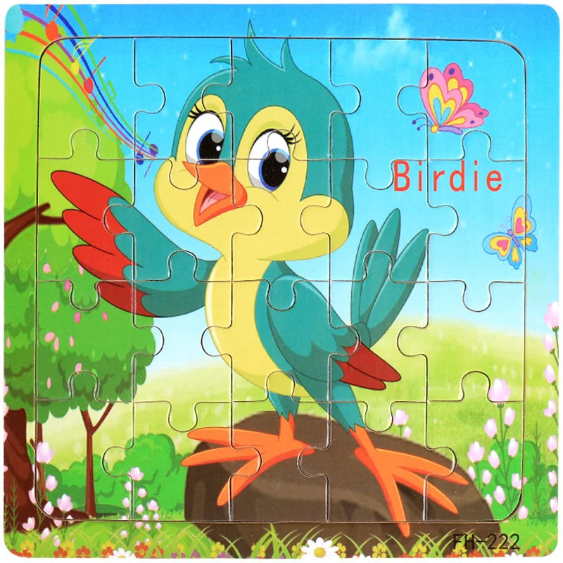 3D Houten Dierenpuzzel – 20 Stuks Cartoon Speelgoed (3-6 jaar)