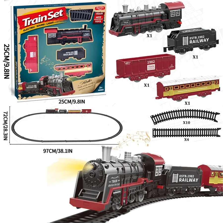 Elektrische Treinrailset met Licht & Geluid – Nostalgisch Speelgoed