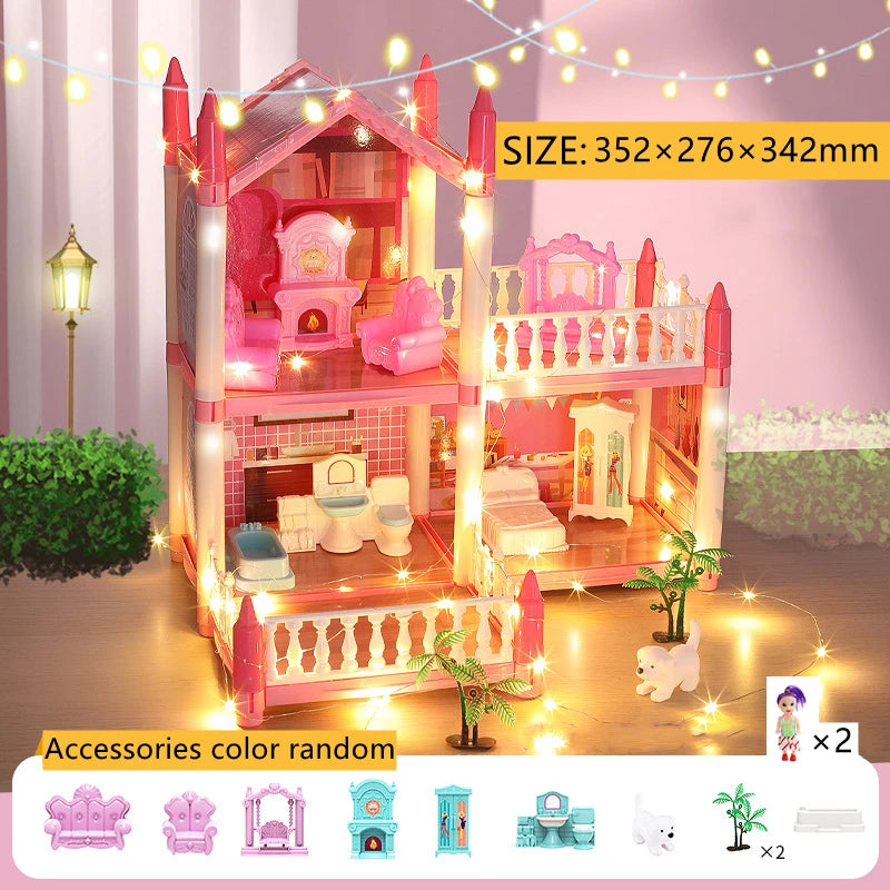 3D DIY Poppenhuis Set – Miniaturen met Meubels & LED Verlichting