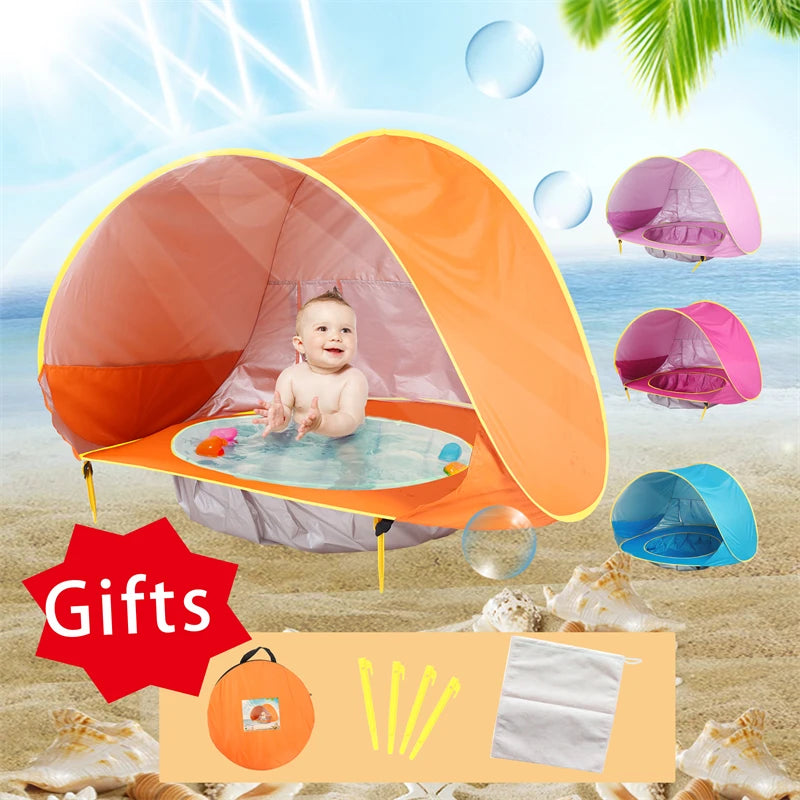 Baby Beach Tent met Schaduw & Zwembad – Opvouwbaar UV-beschermend 3+