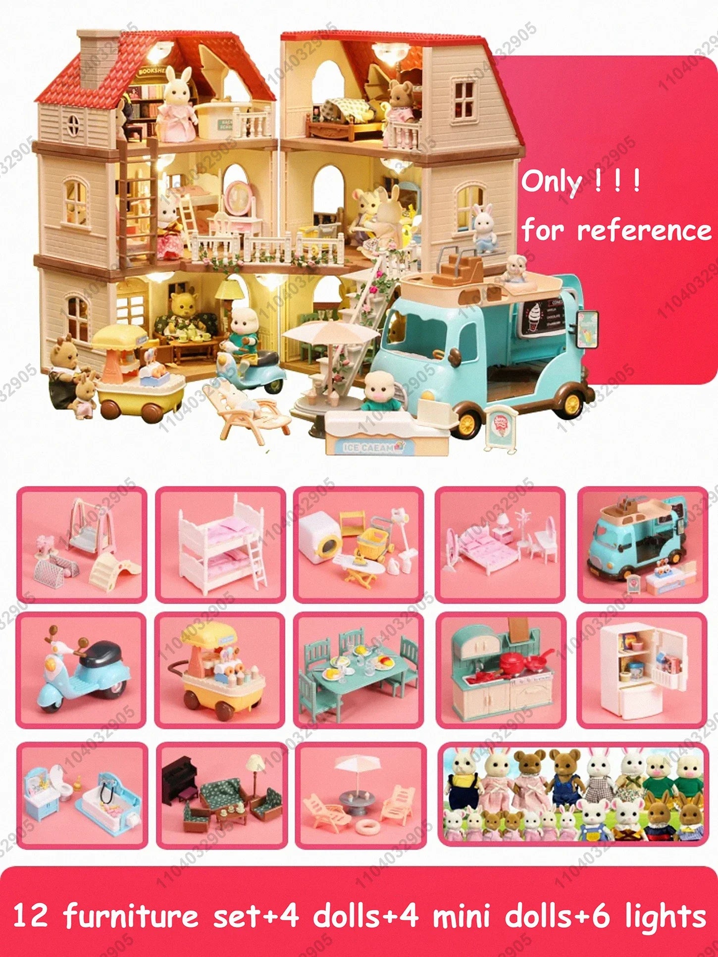 Miniatuur Dierenpoppenhuis – Bosfamilie Huis met Meubels & Dieren