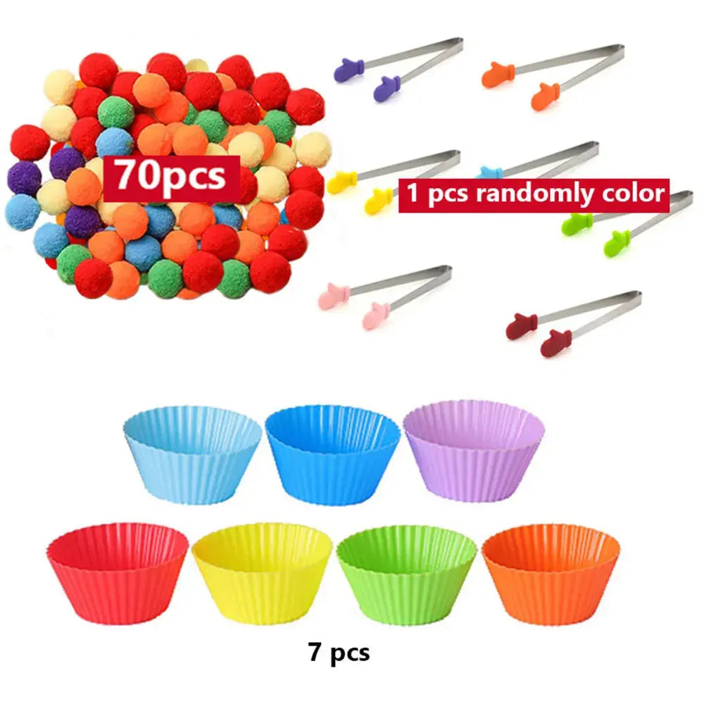 Regenboog Pompoms Telspel – Educatief Kleuren- en Telspeelgoed 3+