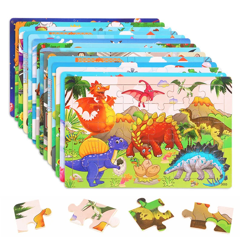 Montessori 3D Houten Puzzel – 30 Stuks Dierenbouwspel (3-6 jaar)