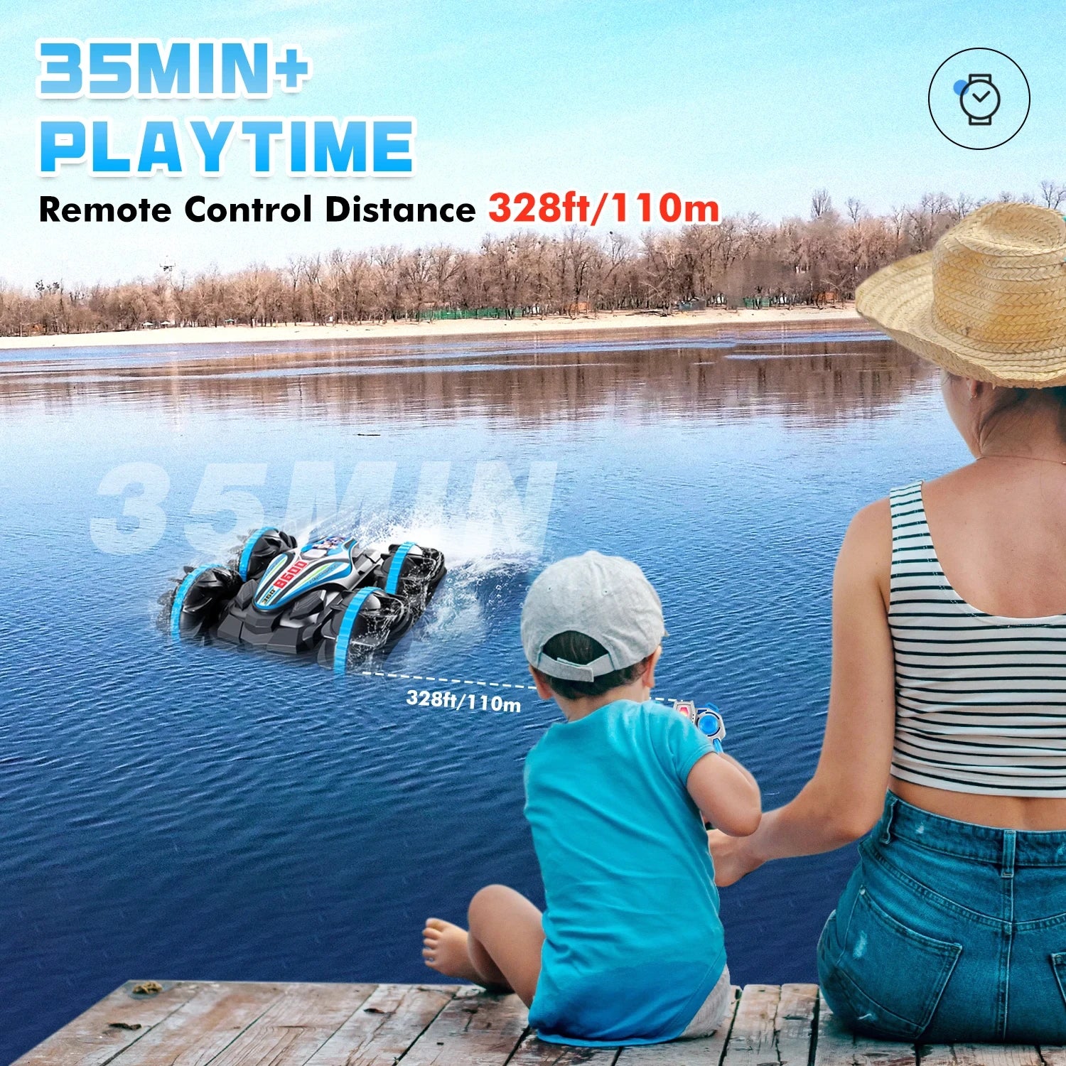 Amfibische RC Stuntauto – 4WD Waterdicht 360° Speelgoedauto