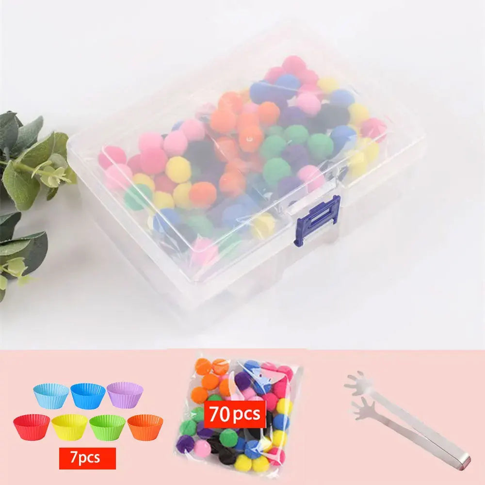Regenboog Pompoms Telspel – Educatief Kleuren- en Telspeelgoed 3+