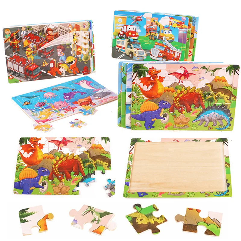 Montessori 3D Houten Puzzel – 30 Stuks Dierenbouwspel (3-6 jaar)