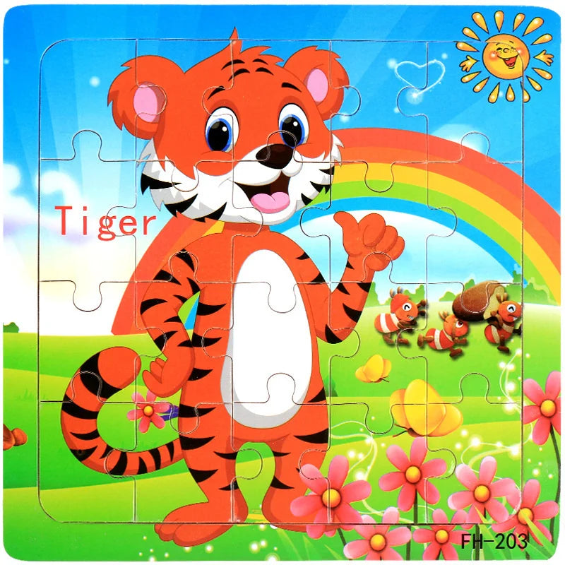 3D Houten Dierenpuzzel – 20 Stuks Cartoon Speelgoed (3-6 jaar)
