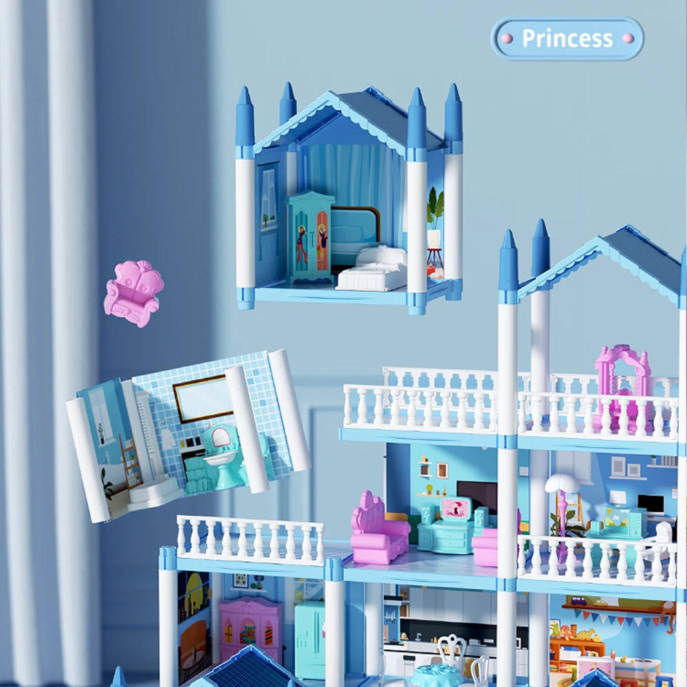 DIY 3D Poppenhuis Set – Cartoon Miniatuurhuis voor Kinderen 3+
