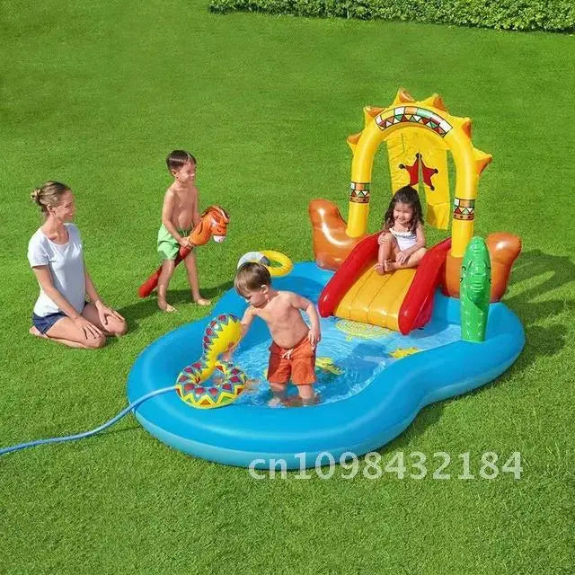 Groot Dino Opblaasbaar Zwembad ā Met Glijbaan & Watersproeiers