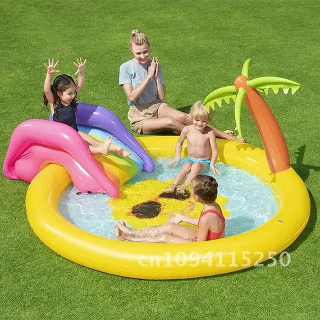Opblaasbaar Kasteel Zwembad Kinderen – Met Glijbaan & Waterpret 3+