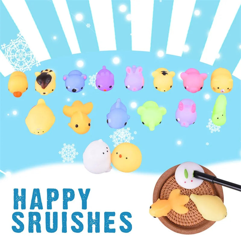 Mochi Squishies – Set van 5 t/m 50 Zachte Knijpfiguren voor Kinderen