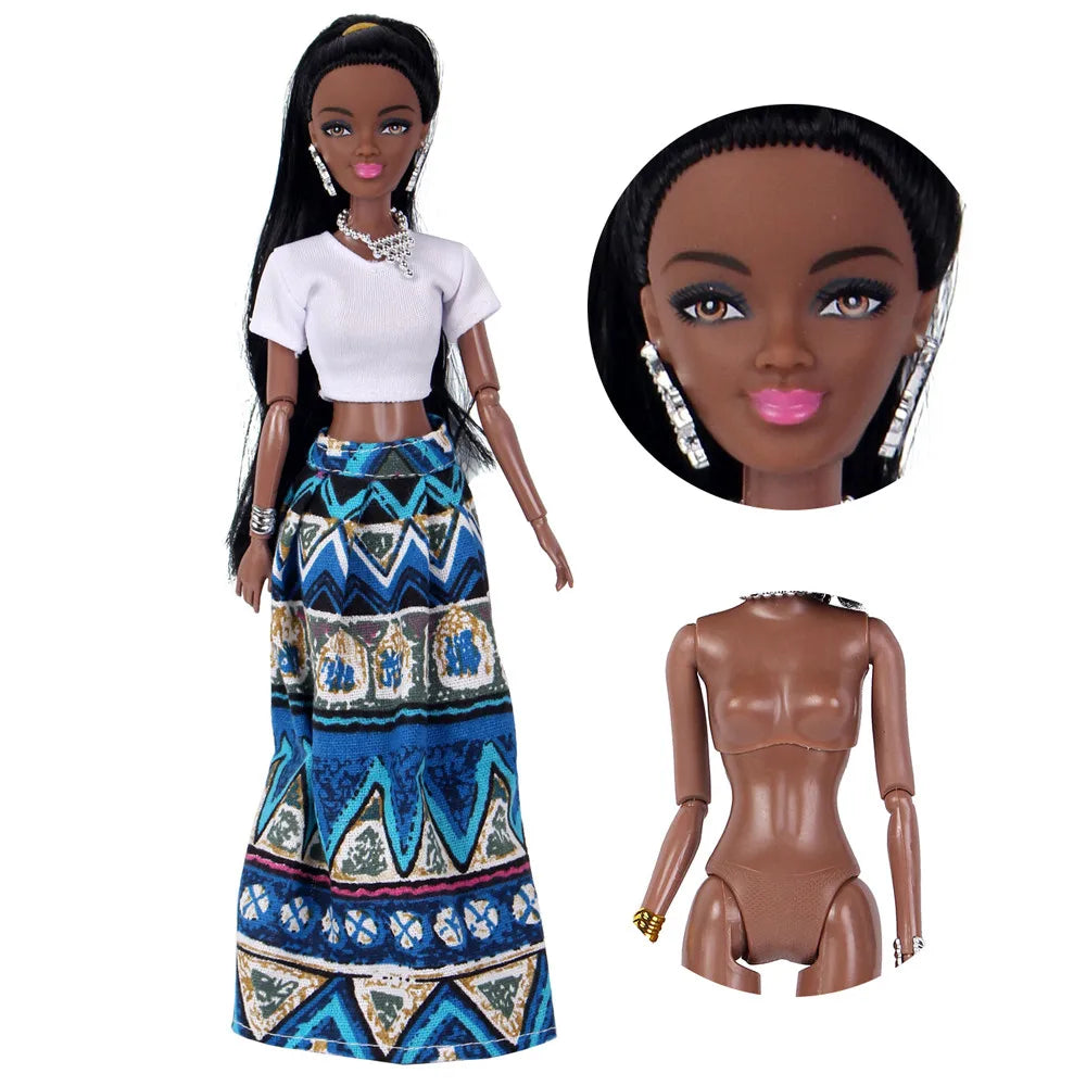 Afrikaanse Pop met Beweegbare Gewrichten – Flexibele Speelpop 30cm