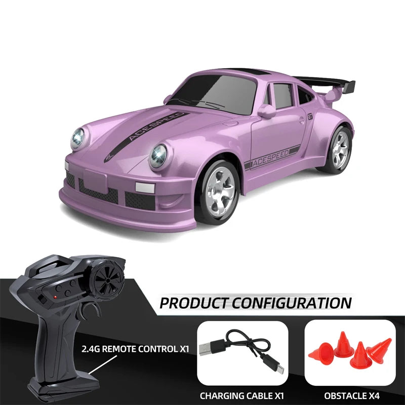 Mini RC Raceauto 8 cm – Drift Auto met Afstandsbediening (1:64)