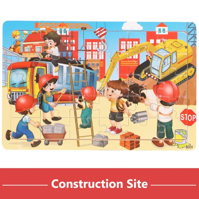 Montessori 3D Houten Puzzel – 30 Stuks Dierenbouwspel (3-6 jaar)