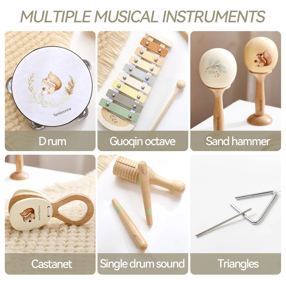 Montessori Muziekinstrumenten Baby – Houten Speelgoed 0-12 Maanden