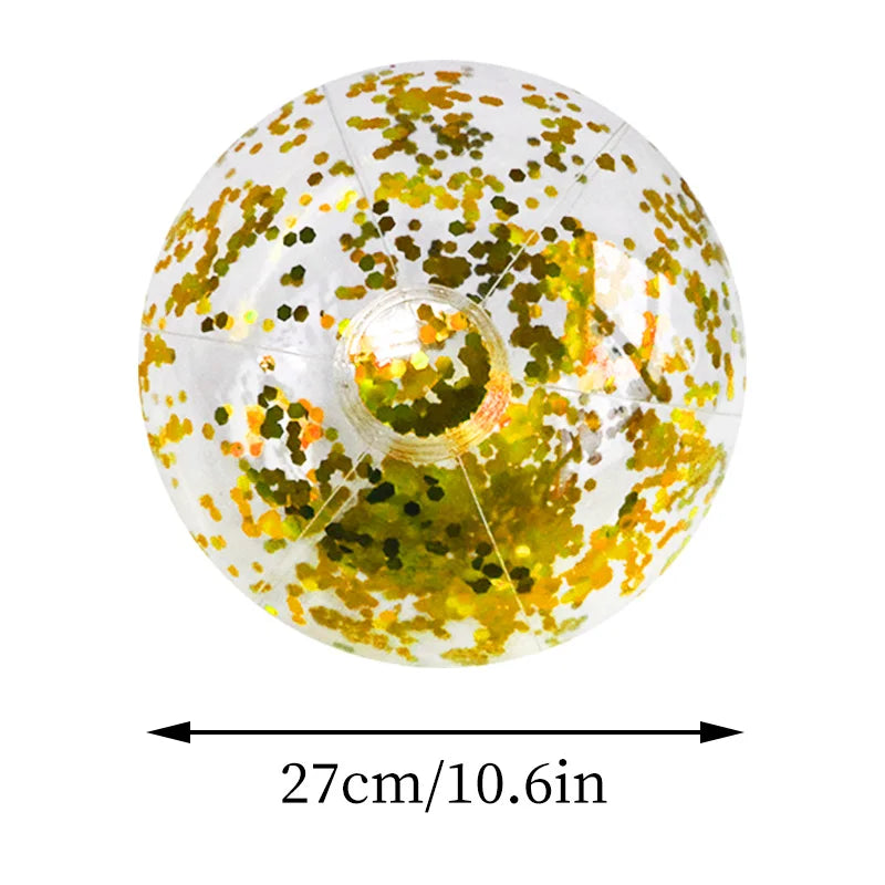 Jumbo Strandbal 16 Inch – Transparant met Glitters – Voor Kinderen